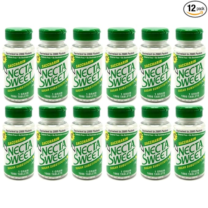 Necta Sweet Saccharin Tablets 1 Grain 1000 Tablet Bottle (Pack of 12)
