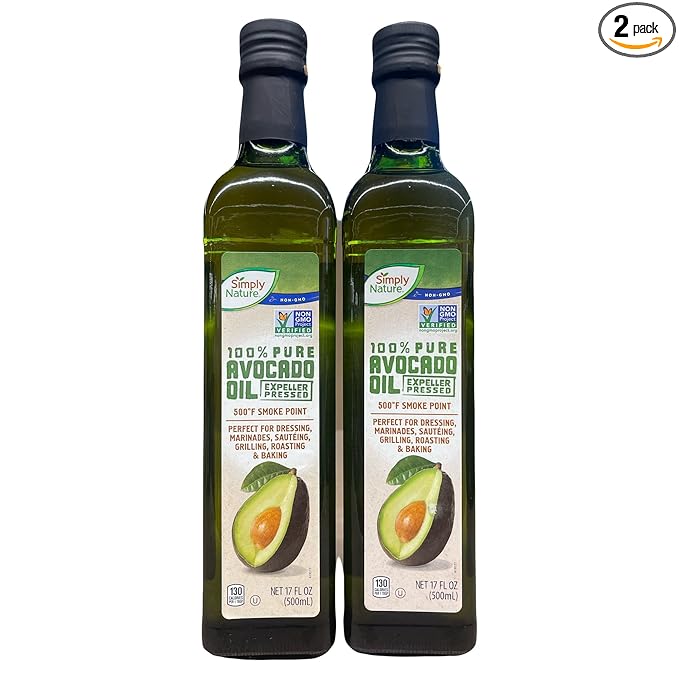 100% Pure Avocado Oil Expeller Pressed 17 FL OZ Non-GMO Verified 500°F Smoke Point (Pack of 2)