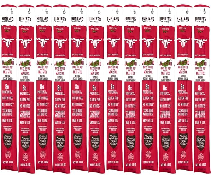 Hunter's Reserve - Exotic Meat Trail Sticks - Adventure You Can Taste - Wild Game Jerky Sticks (BEEF JALAPENO 12 CT)