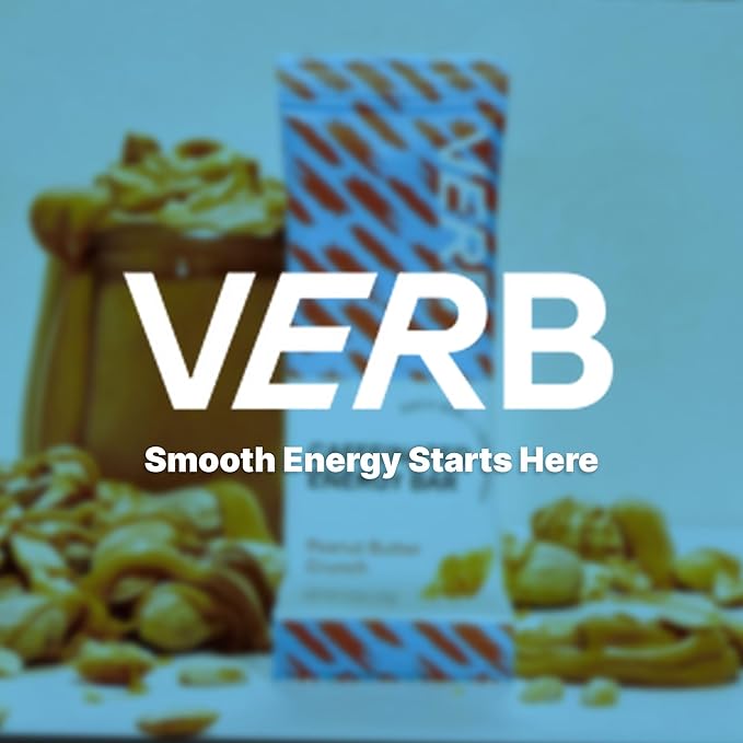 Verb Caffeinated Energy Bars Peanut Butter Cookie (26g Pack of 16) 110-Calorie Delicious Energy Bar - Vegan Gluten Free On-the Go Snack with 80mg Green Tea Caffeine Only Real-Food Ingredients