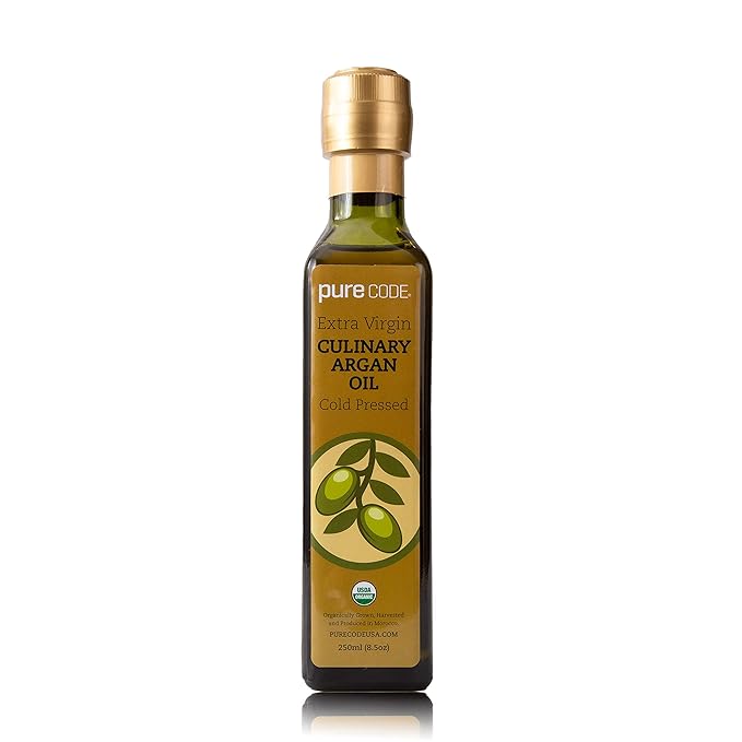 PURECODE Extra Virgin Culinary Argan Oil Cold Pressed - Edible Oil for Every Day Use - Organically Grown Harvested and Produced in Morocco - Natural Argan Oil - Moroccan Cooking (250mL)