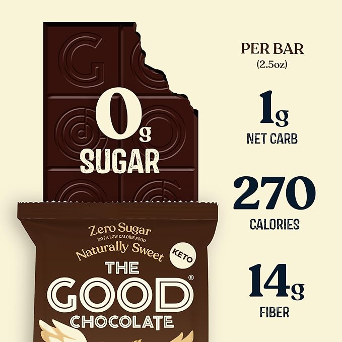 THE GOOD CHOCOLATE – Coffee Dark Chocolate Bars with Zero Sugar &amp Lower Net Carbs – Keto Chocolate Bar with Lower Calories All Natural and Non-GMO Keto Snacks 2.5 oz (6 Bars Value Pack)