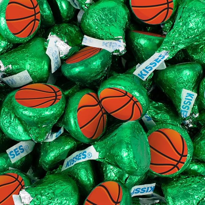 85 Pcs Basketball Candy Party Favors Milk Chocolate Kisses (13.6oz) - Green