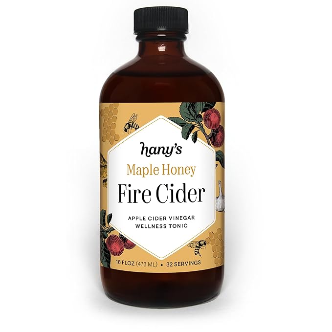 Hany's Harvest Maple Honey Fire Cider – 16 fl oz Glass Bottle | All-Natural Small-Batch Handcrafted Non-GMO Gluten-Free