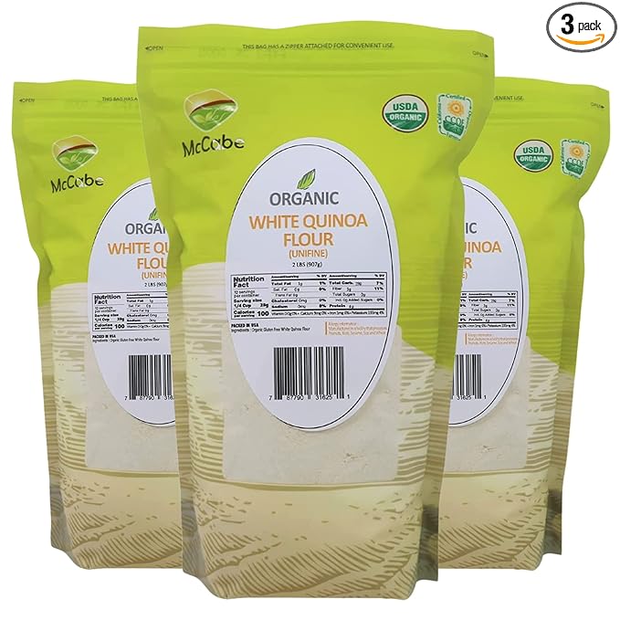 McCabe Organic White Quinoa Flour - Quinoa Flour Organic | Rich with Fiber &amp Minerals | USDA and CCOF Certified | Packed in USA | 2Lbs (Pack of 3)