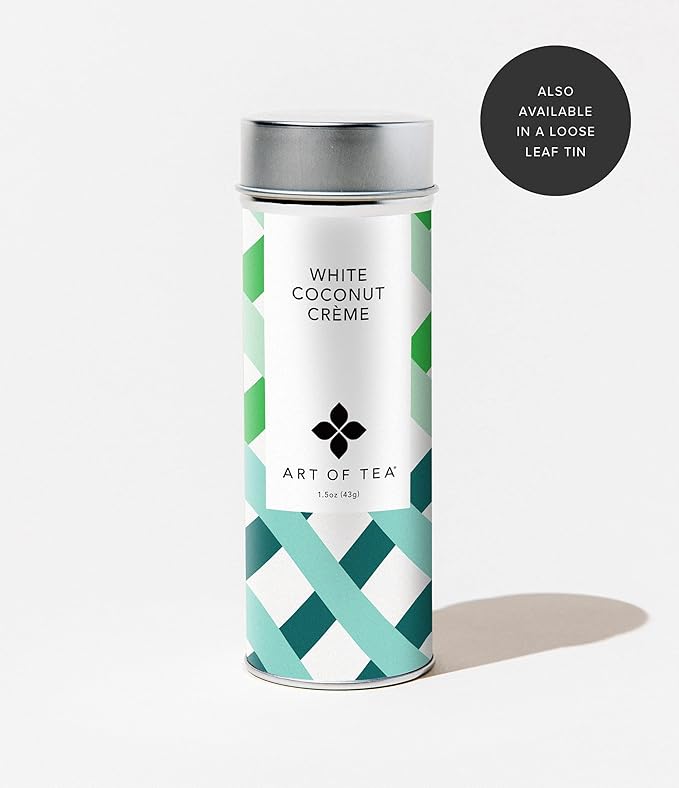 Art of Tea | Organic White Coconut Crème | 12 Count Sampler Box Assortment | Premium Caffeinated Organic White Tea Variety