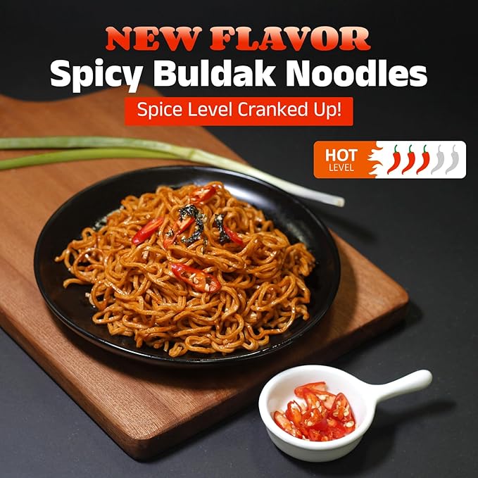Healspot High Protein Spicy Buldak Noodles Dry Tossed Ramen 30g Plant-Based Protein Low Fat Low Carb Non GMO Keto Friendly &amp Plant Based (6 packs)