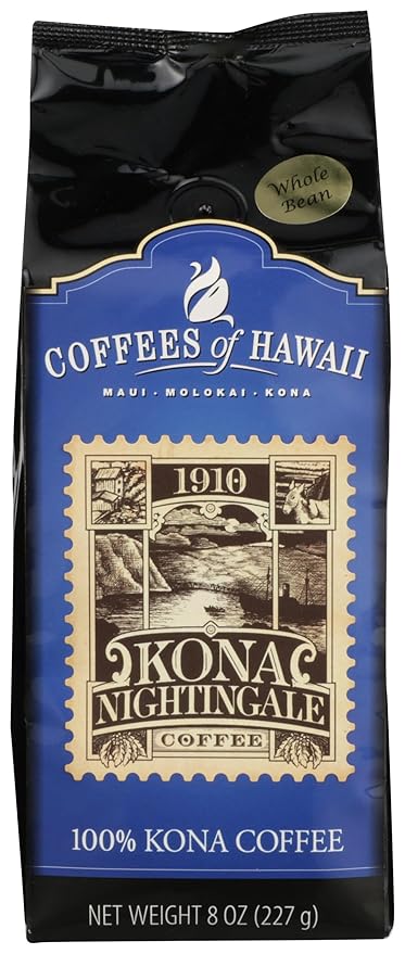 Coffees Of Hawaii Coffee Kona Nightingale Whole Bean 8 Ounce