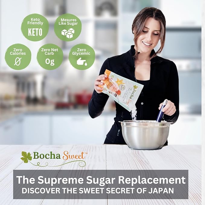 BochaSweet Supreme Sugar Replacement 2 LB Low Calorie 1:1 Sugar Substitute Kabocha Extract in Xylitol Structure Diabetic Friendly Gluten Free Non GMO No Bitter Aftertaste Ideal for Baking
