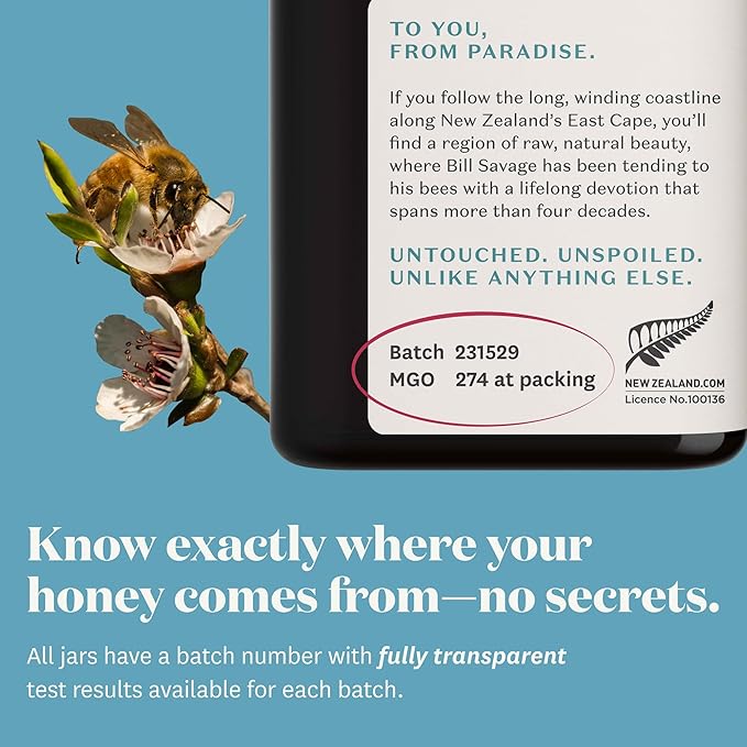 WildCape Manuka Honey Certified UMF 10+/MGO 263+ - 100% Pure Raw Unpasteurized Non-GMO Made in New Zealand - 8.8 oz (Pack of 1)