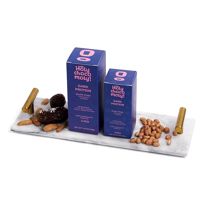 Dark Protein Chocolate Truffles | Made With Dates and Real Nut Butters | Healthy On-the-go Snack | 4 Truffles/Box 16 Truffles