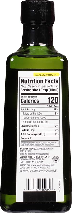 Spectrum Culinary Grapeseed Oil Refined 16 Oz (Pack of 12)