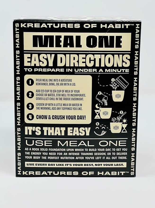 Kreatures of Habit MEAL ONE | Overnight &amp Instant Superfood Protein Meal Replacement | Gluten Free Dairy Free 30g of Plant Based Protein With No Added Sugar (7 Pack Variety)