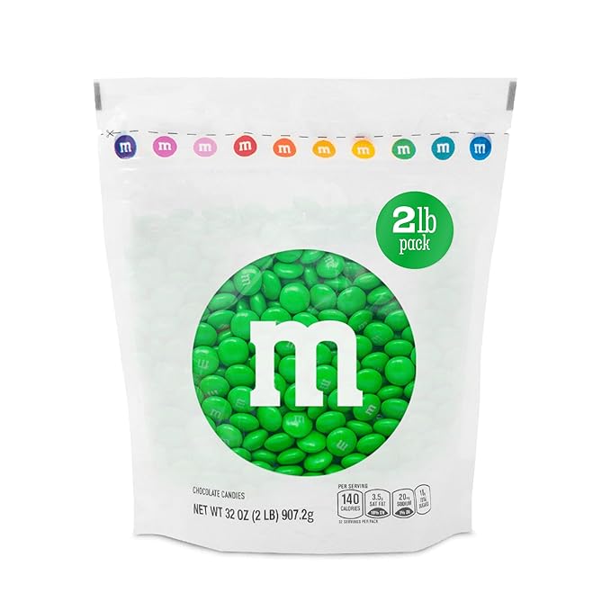 M&ampM’S WORLD Green Milk Chocolate Candy2lbs of M&ampM'S Resealable Pack for Candy BarsChristmasSt. Patrick's Day PartiesBirthdaysGraduationsDessert Tables &amp DIY Party FavorsBulk Chocola