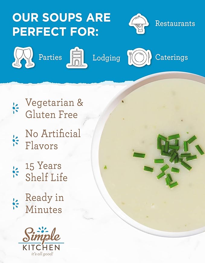 Simple Kitchen Cream Base Soup Mix - 17 Servings for Family Meal Prep Vegetarian Gluten Free Dehydrated &amp Freeze Dried Survival Food for Camping Meals Backpacking &amp Hiking Survival Kit P