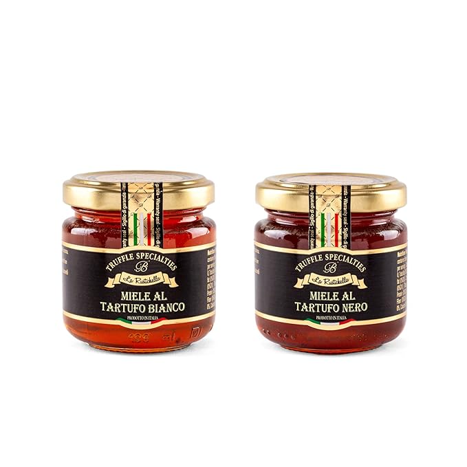 La Rustichella - Set Black Truffle Honey (140g - 493 OZ) &amp White Truffle Honey (140g - 493 OZ) | Gluten Free Cholesterol Free