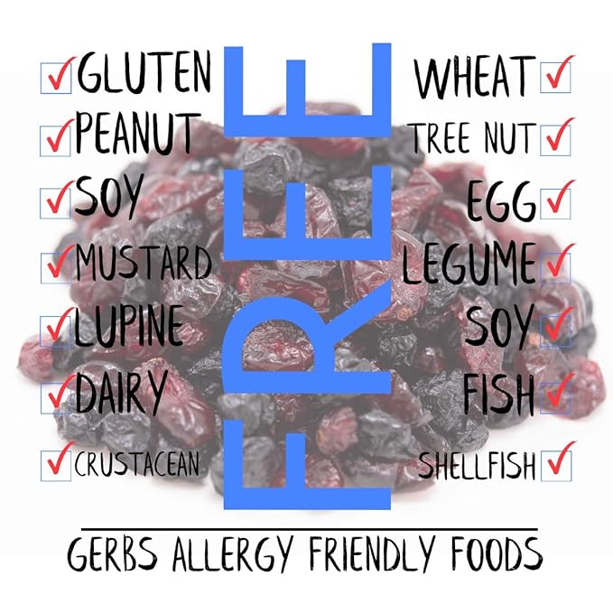 Gerbs Sweetened Blueberry &amp Cranberry Dried Fruit Snack Mix 2 lbs. | Unsulfured No Preservatives Resealable Bag | Naturally Sweet &amp Chewy with Tart Berry Flavor | Top 14 Allergen-Free