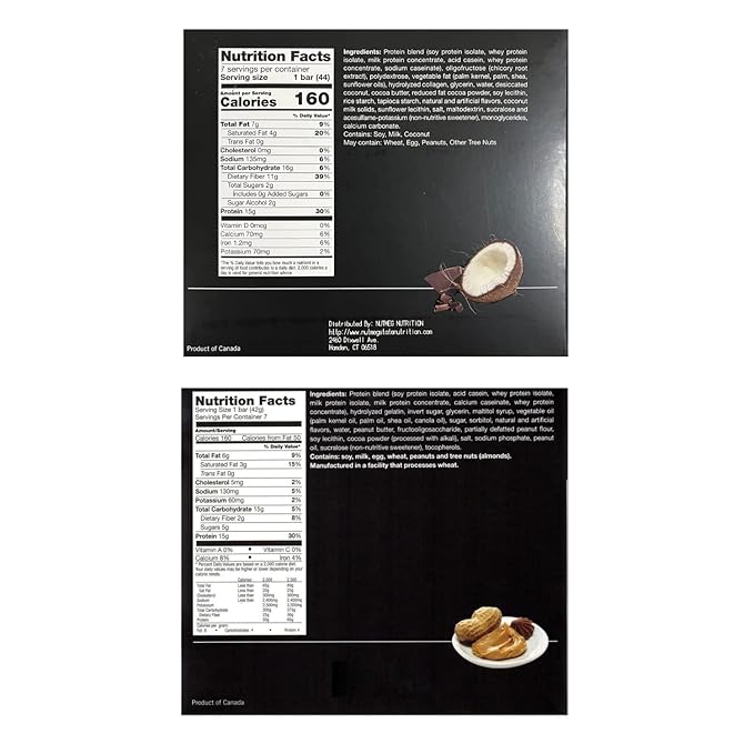 PROTIFIT - Low Calorie Coconut Crunch &amp Peanut Butter Cup Protein Bar 2 Pack High Protein 15g Protein Low Carb Low Sugar Ideal Protein Compatible 7 Servings Per Box (2 Pack)