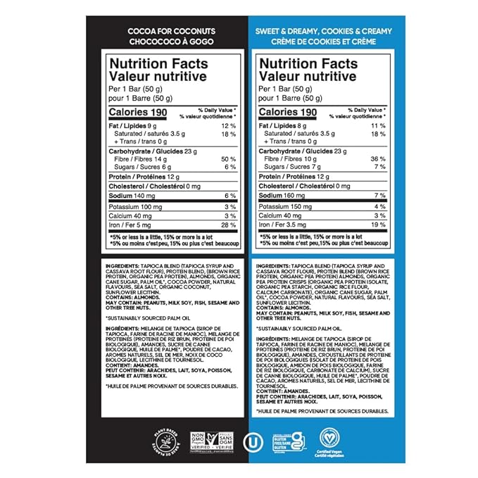 (Pack of 1) TRUBAR Based Protein Bars 8 x Sweet &amp Dreamy Cookies &amp Cream 8 x Cocoa for Coconuts 16 Counts