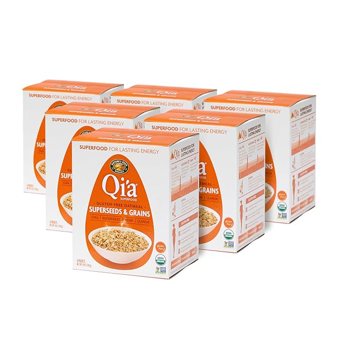 Nature's Path Organic Qi'a Superseeds &amp Grains Instant Oatmeal 8 oz (Pack of 6) Gluten Free Non-GMO
