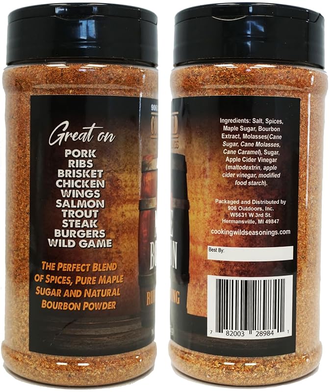 Two Pack-Maple Bourbon Rub-Seasoning + Cherry Chipotle Rub-Seasoning Great for Ribs Pulled Pork Wings Brisket Salmon Shrimp Turkey Chicken.