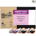 San Francisco Bay Coffee - Flavored Variety Pack (40 ct) - Hazelnut Crème Caramel &amp French Vanilla - Single Serve Coffee Pods Commercially Compostable K Cup Compatible