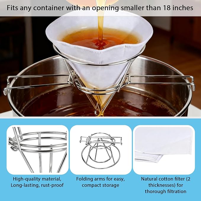 LEMEWEL Maple Syrup Filter Kit – Complete Kit for Beginners and Families | Includes 10 Maple Syrup Taps 32.8ft Food-Grade Tubing Cotton Filters Stainless Steel Foldable Filter Stand and Drill Bit