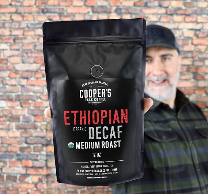 Organic Ethiopian Decaf Water Processed Medium Roast Ground Coffee (12oz Ground)