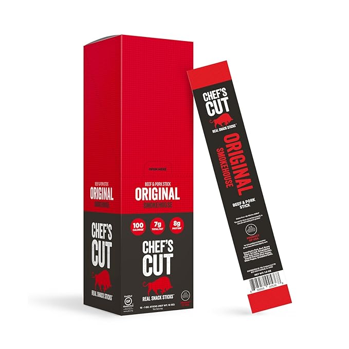 Chef's Cut Real Snack Beef and Pork Original Smokehouse Sticks 1 Ounce (16 Count)
