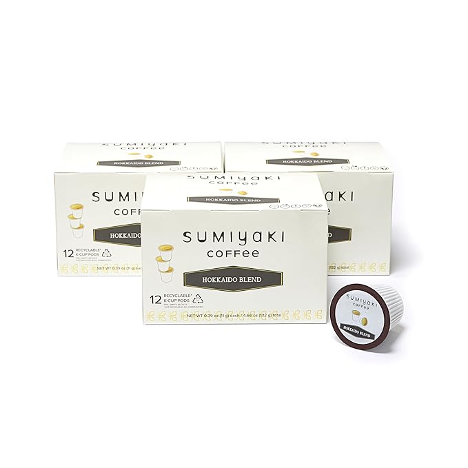 Hokkaido Sumiyaki Blend Coffee K-Cups - Smooth &amp Balanced Single Serve Pods Compatible with Keurig Brewers 12 Count