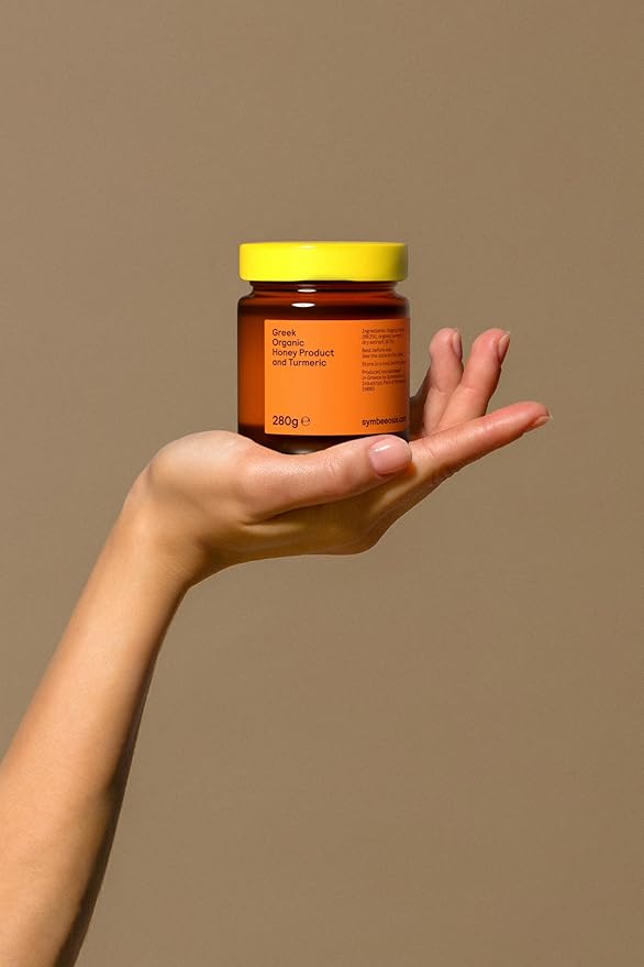 Symbeeosis Greek Organic Functional Honey with Turmeric - Rich in Trace Elements and Phenolic Components - Warm Earthy Taste