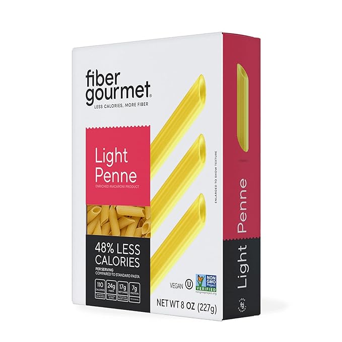 Fiber Gourmet Light Penne Low Net Carb Pasta - High Fiber Keto Pasta with 48% Less Calories 24g Fiber Non-GMO Made in Italy Kosher Certified Healthy Alternative - 1 Pack