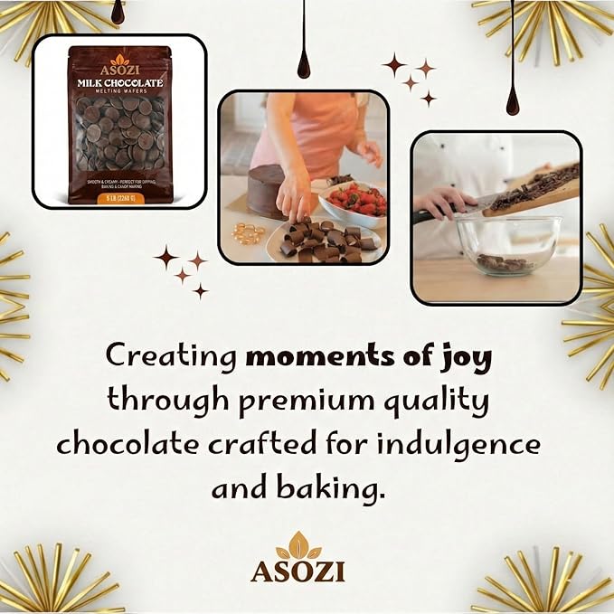 ASOZI Milk Chocolate Melting Wafers - 5 Pound Premium Quality Melting Wafers Easy Melt Chocolate for Dubai Chocolate Bars Baking Candy Making &amp Confections
