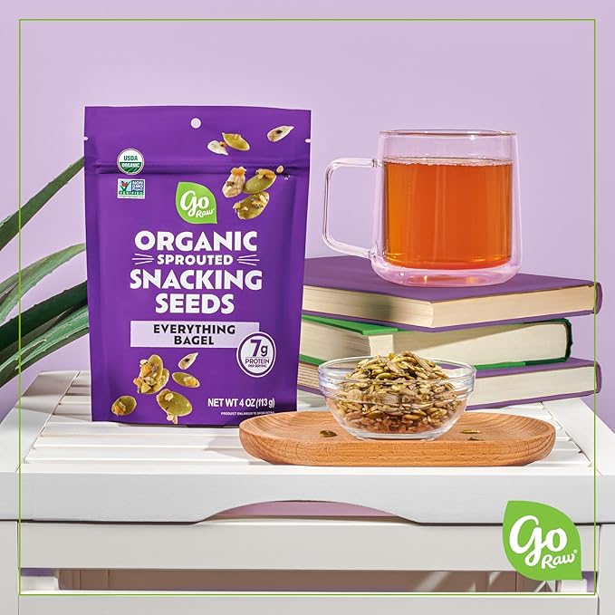 Go Raw Organic Sprouted Everything Bagel Snacking Seeds 4 oz 6 Pack Pumpkin &amp Sunflower Seeds Keto Kosher