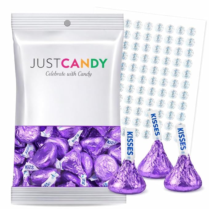 Purple Hershey's Kisses Plus Exclusive Free Celebrate Kiss Stickers by Just Candy 270 Pieces