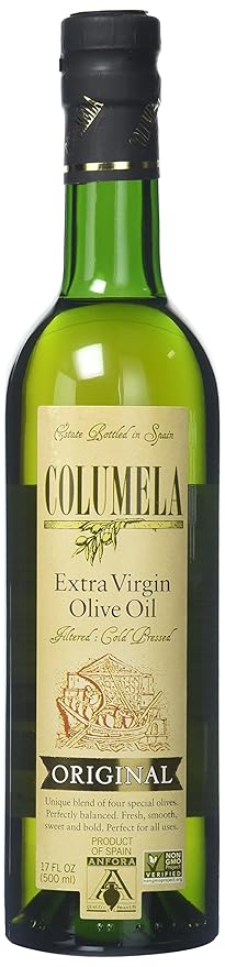 Columela Extra Virgin Olive Oil 17 oz Bottle Cold Pressed Spanish Olive Oil Rich &amp Fruity Flavor Glass Bottle