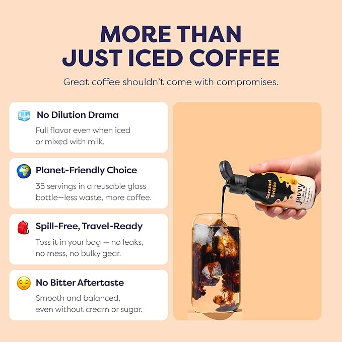 Coffee Concentrate - Limited Release Flavors - Cold Brew Coffee Perfect for Hot or Iced Instant Coffees Hot Drinks Cold Brew Concentrate 35 Servings - Caramel Brulee