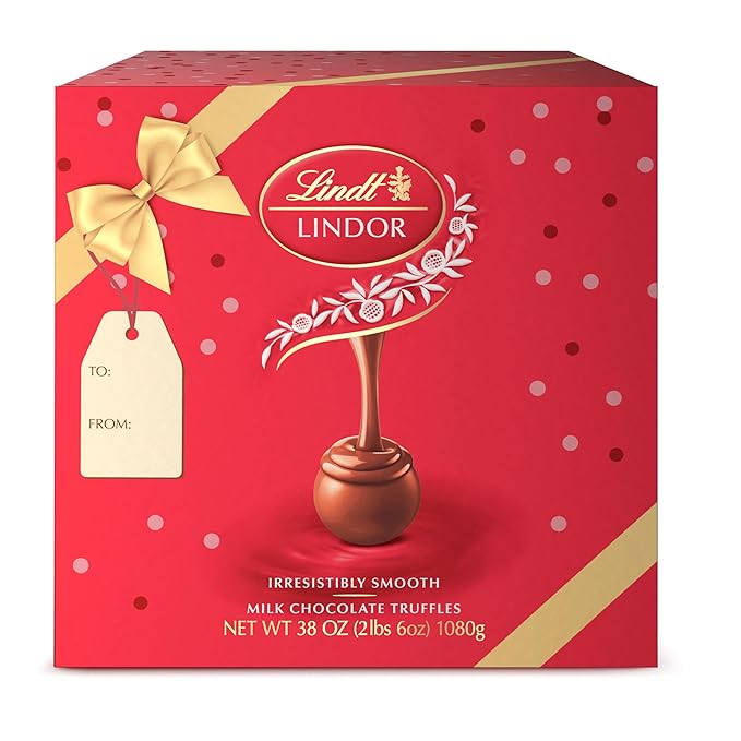 Lindt LINDOR Milk Chocolate Truffles 90 Count Gift Box Chocolate Candy with Smooth Melting Truffle Center 38 oz. Box