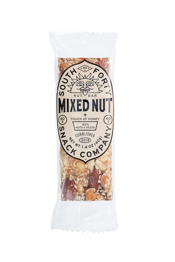South 40 Snacks Mixed Nut Bar Just 7 Ingredients Touch of Honey (40g Bar Pack of 12)