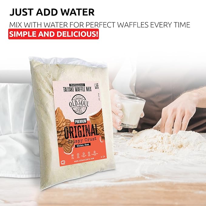 OldSoul Professional Taiyaki Waffle Mix | Crispy | Original Flavor | Dough Mix | GLUTEN FREE | 5 Lbs | 84 Waffles (5 Lbs Gluten Free)