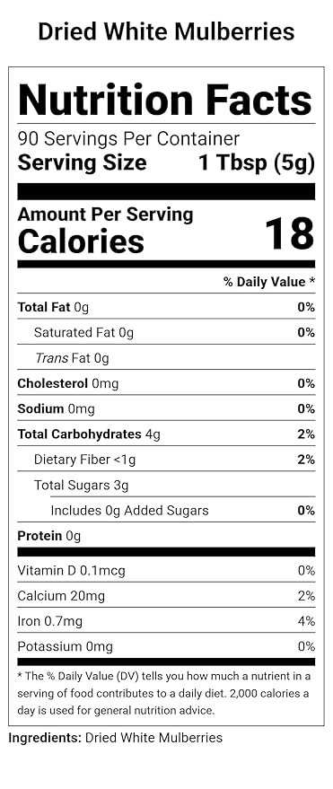 Terrasoul Superfoods Organic Sun-dried White Mulberries 4 Lbs (Pack of 4) Sweet Superfood Snacking Smoothie Booster and Nutrient-Packed Yogurt Topping