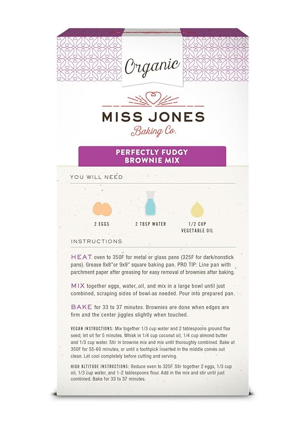 Miss Jones Baking Organic Fudge Brownie Mix Non-GMO Vegan-Friendly: Rich Cocoa (Pack of 3)