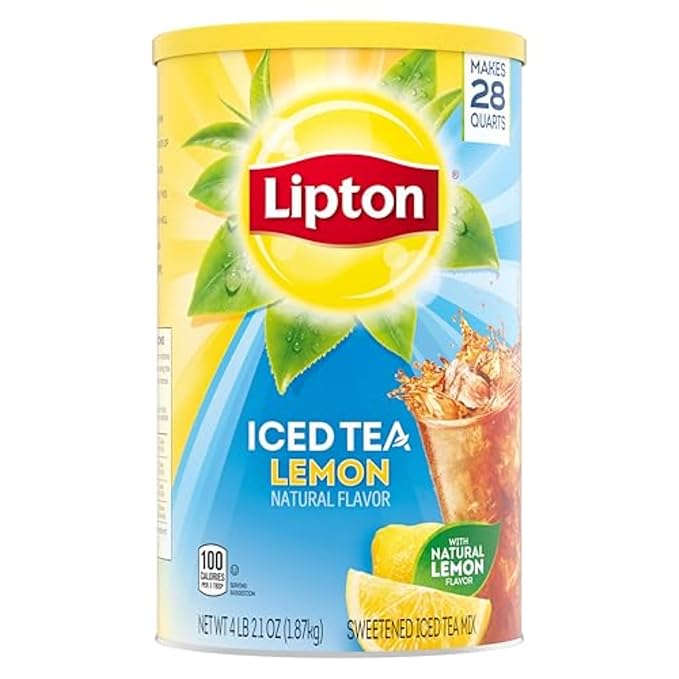 Lipton Lemon Sweetened Iced Tea Mix Makes 28 Quarts (Pack of 2)