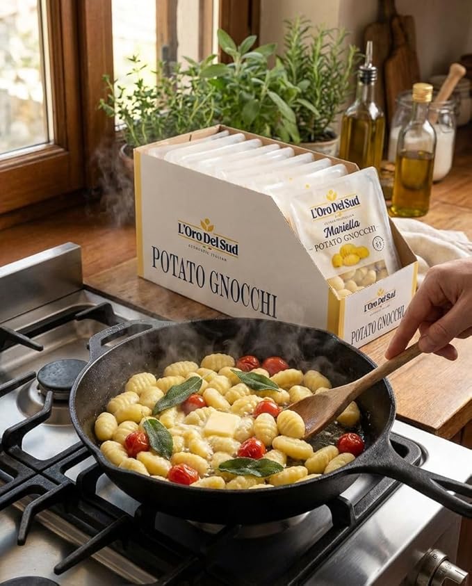 L'Oro Del Sud Pack of 12 Potato Gnocchi Cooks in 2-3 Minutes Shelf Stable Mariella 12 Pack x 1 Lb