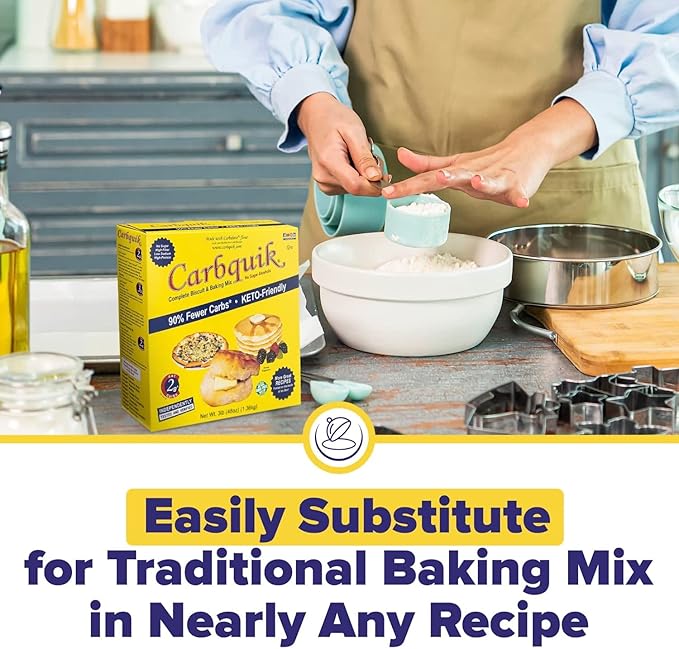 Carbquik Biscuit &amp Baking Mix (3 lb) Mix for Keto Pancakes Biscuits Pizza Crust Bread and More - Keto Food - No Sugar - Low Carb - Nut Free - Quick and Easy Keto Friendly Substitute for Tradit
