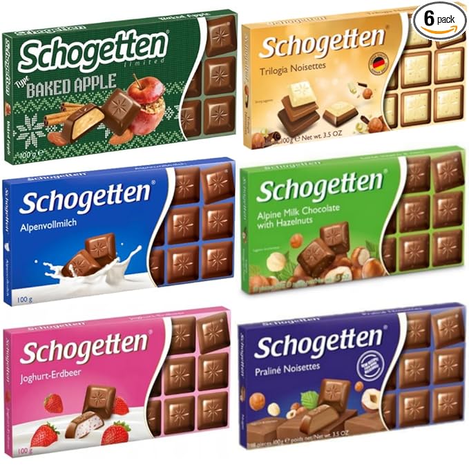Schogetten Assortment of German Chocolates 6 Variety Pack 100gram Each