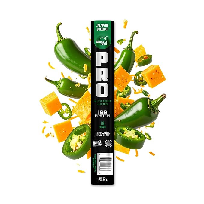 Wenzel's Farm PRO Snack Sticks - Naturally Smoked Handcrafted with Real Quality Meat (Jalapeno Cheddar) Pack of 10 Sticks (1.9oz Each)