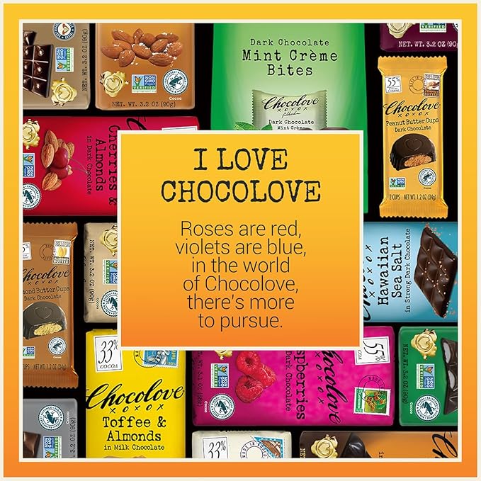 Chocolove Orange Peel Dark Chocolate Bars | 55% Cocoa | Tangy Orange Peel Bits | Smooth &amp Sweet | Premium Dark Chocolate |Non GMO Rainforest Alliance Certified 3.2oz Bar (12 Pack)