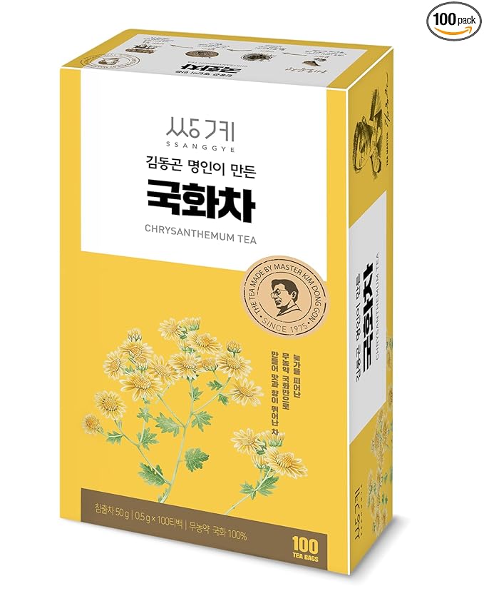 Ssanggye Chrysanthemum Floral Tea 0.5g x 100 Tea Bags Bulk Size Premium Korean Herbal Hot Cold Hygienic Single Teabag Flower Tea Sweet Soft Flavor 국화차 4 Seasons Made in Korea