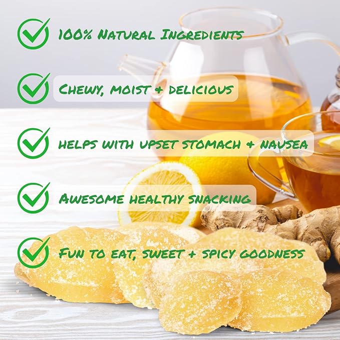Crystallized Ginger Slices by It's Delish 5 Lbs Bulk | Candied Ginger Candy Fruit Chews Natural Dried Root with Sugar Crystals Unsulphured No Color Added - Healthy Snack Vegan Kosher